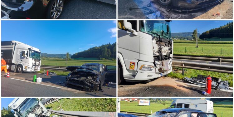 Kaos na Dolenjski avtocesti: Trčenje treh vozil ustavilo promet