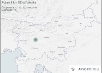 Šibek potres v bližini Vrhnike z magnitudo 1,6
