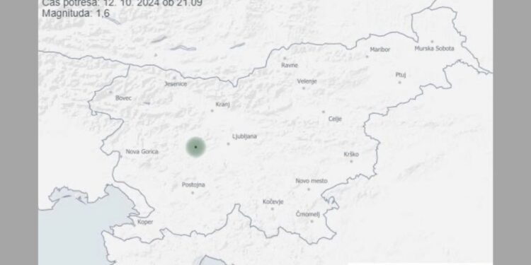 Šibek potres v bližini Vrhnike z magnitudo 1,6