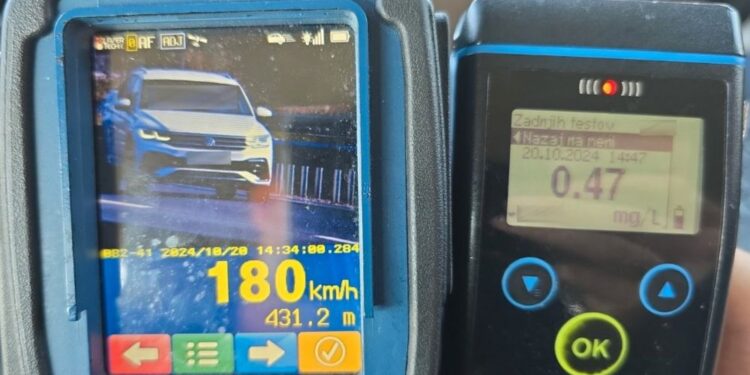 Divjanje na slovenskih cestah: Vozil 180 km/h z otrokoma in pod vplivom alkohola (FOTO)