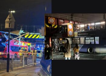 Dvonadstropni avtobus ostal brez strehe, osem poškodovanih v Glasgowu (FOTO)